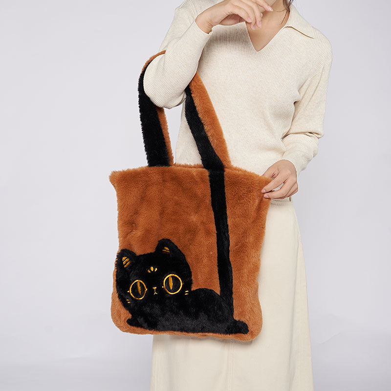 大英博物馆巴斯特毛绒趴趴猫撞色单肩包毛绒包闺蜜生日礼物女生