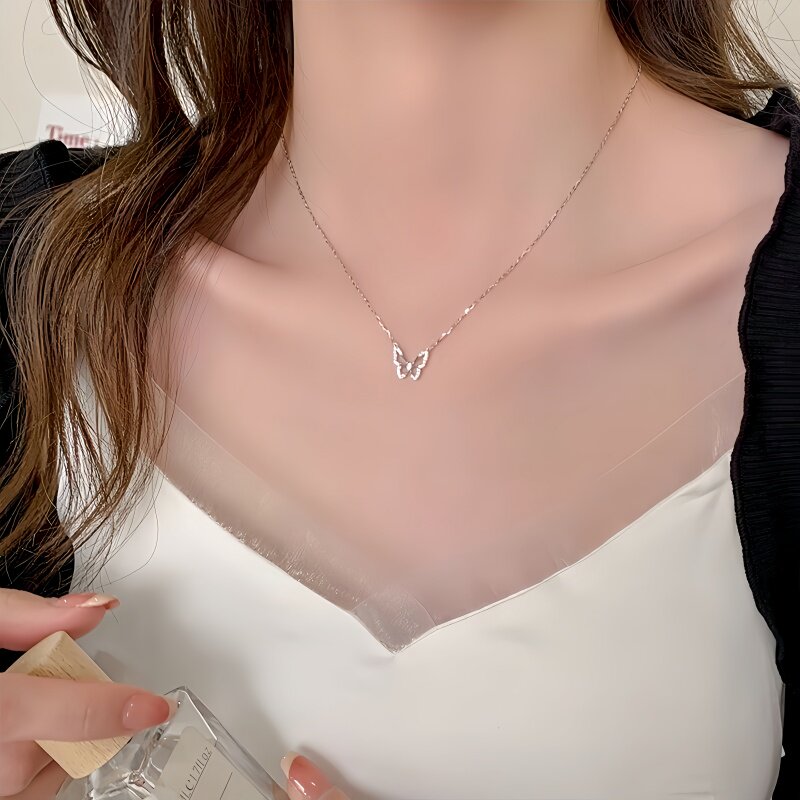 法国轻奢999纯银项链女小众设计高级感锁骨链颈链足银配饰送女友