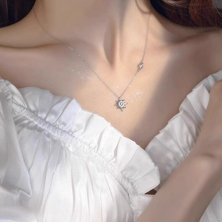 法国原创999纯银太阳花项链轻奢小众设计高级感锁骨链颈链送闺蜜