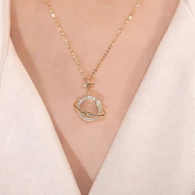999纯银猫眼石星星项链女轻奢高级感小众设计感锁骨链情人节礼物