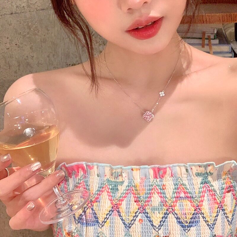 999纯银幸运四叶草满钻项链女款高级感轻奢精致小众锁骨链送闺蜜