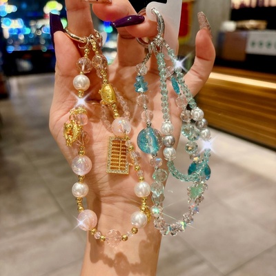 吊坠串珠链条手腕水晶挂链钥匙扣