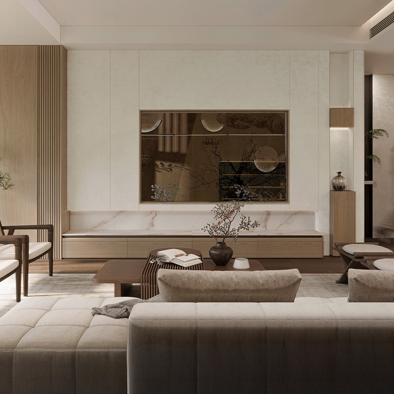 索菲亚现代客厅沙发电视背景墙
