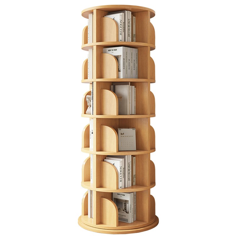 全实木旋转书架落地儿童置物架家用简易客厅储物柜学生实木书柜子