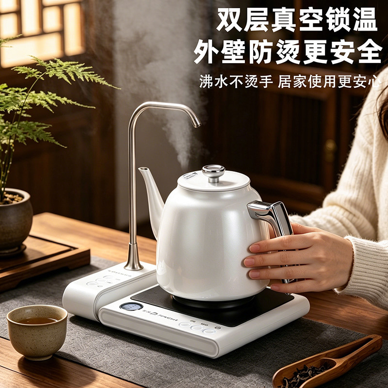 品察纯钛双层真空烧水壶泡茶专用