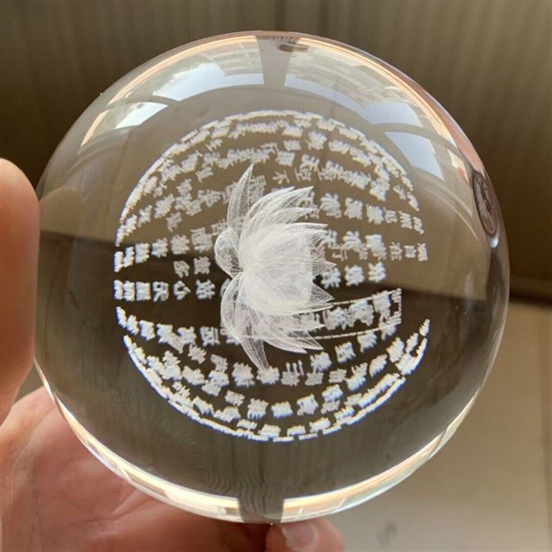 莲花般若波d罗蜜多心经水晶球摆件佛堂供奉生日礼物送礼玄关客厅