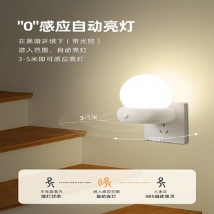 插电式人体感应灯智能过道灯起夜灯夜间自动小夜灯落地卧室充电