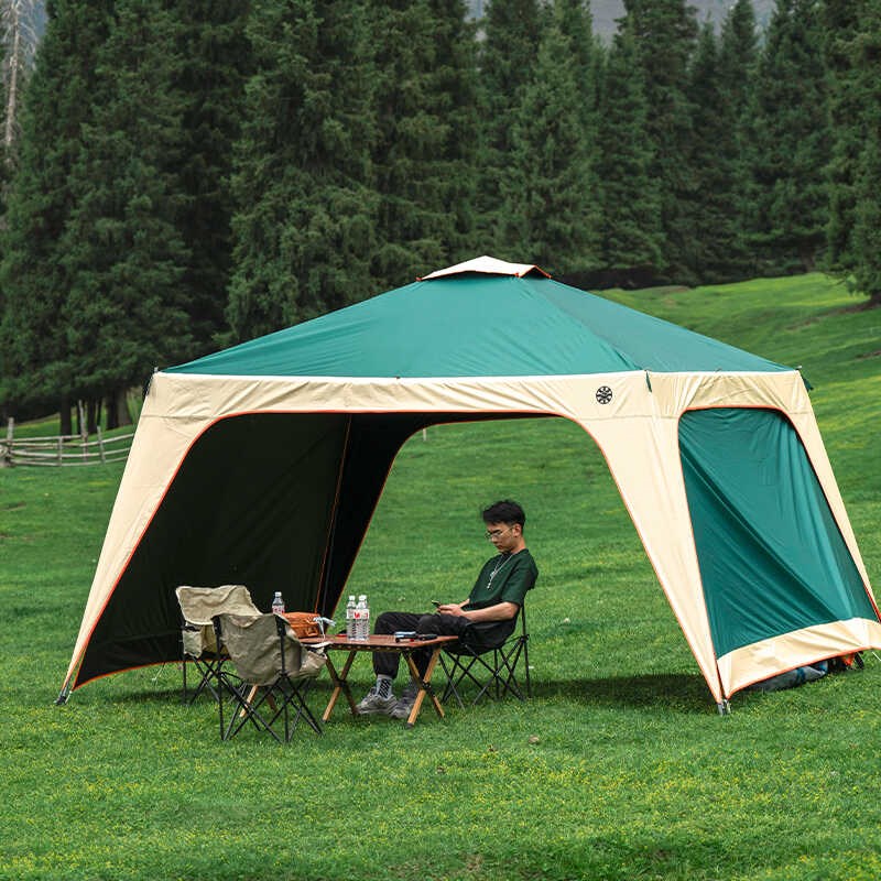黑胶天幕帐篷户外露营防雨防晒沙滩庭院J凉棚便携式折叠超大遮阳