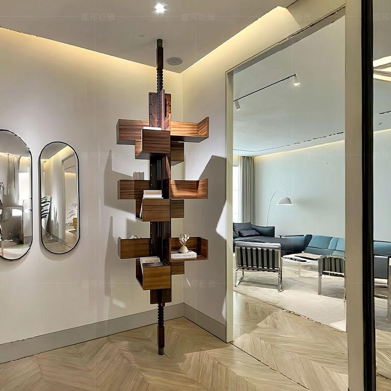 轻奢旋转书架落地书房别墅转角设计师现代高级感胡桃木多层置物架,住宅家具,旋转书架,淘宝优惠券,粉丝福利购,淘宝优惠卷