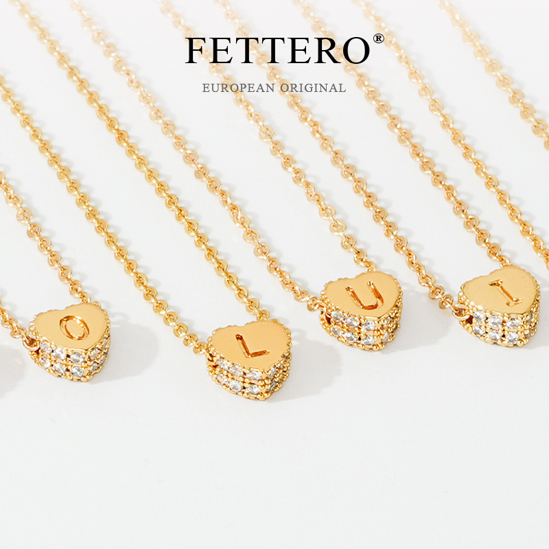 fettero轻奢精致金色微镶字母项链女款2024年新款爆款时尚锁骨链
