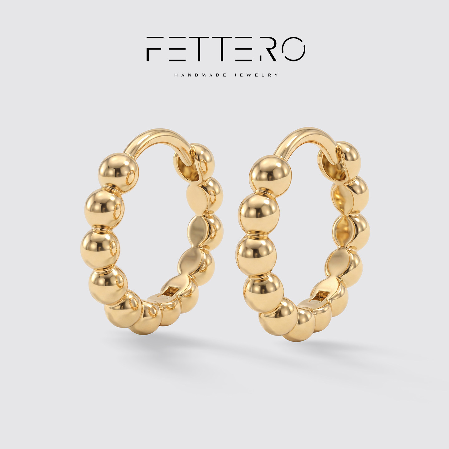 fettero简约光面金色珠子耳环女小众ins风耳圈日常气质耳扣耳饰品