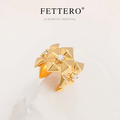 fettero欧美金色单个多菱面耳夹高级感时尚耳饰气质无耳洞耳骨夹