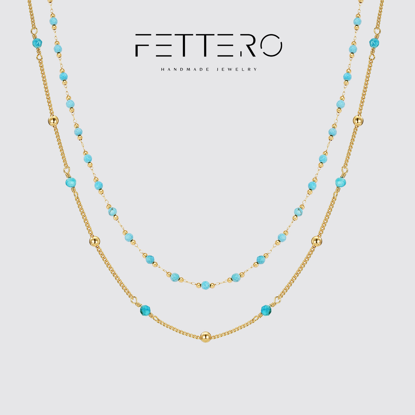 fettero欧美原创高级感绿松石叠戴项链颈链简约轻奢锁骨链choker