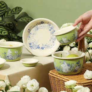 碗菜盘子 moomin姆明餐具陶瓷碗碟卡通碗盘家用儿童米饭套装