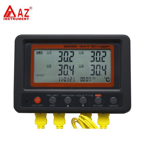 台湾衡欣AZ88598温度记录器SD卡型四通道K型热电偶测温仪