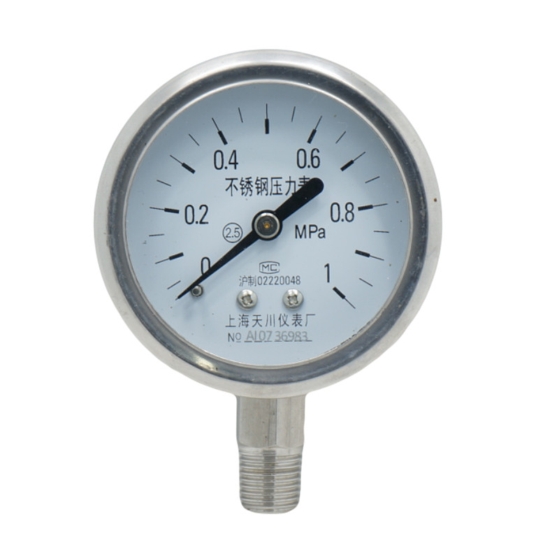 全不锈钢压力表Y-60BF上海天川0-0.1,0.16,0.25,0.4,0.6,1,1.6MPA