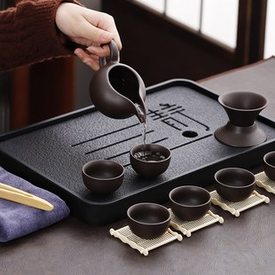 家用茶壶茶杯茶盘泡茶一套2024新款 紫砂茶具套装 办公功夫茶具