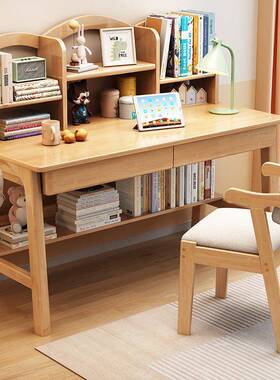 书桌儿童20968实木书架组合家用桌习写字台简学约电脑台式桌带厂