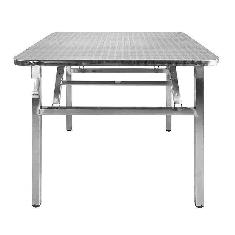 简约不锈钢折叠桌家用吃饭餐桌户外露营方桌夜市烧烤摆摊长方桌子