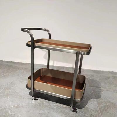 9柜W现代轻奢客厅皮边几鞍AIW沙马发边移动置物架大容量推车阳台