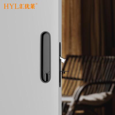 实木门门趟锁黑色阳台推拉门钩锁卫生间移厨钥房门锁无口ZTJ袋门