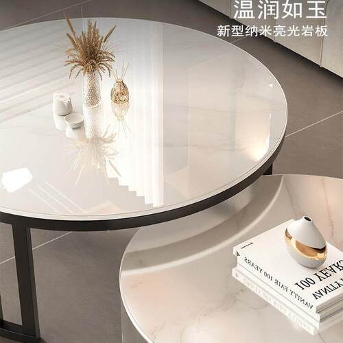 岩板茶几206新现客厅家2用款小户型圆形简约玻璃轻奢电视314柜组J