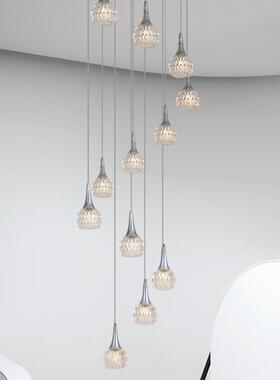 复现简式约楼梯吊灯水晶LVJ轻奢楼挑空客厅代大别墅旋转楼梯间长