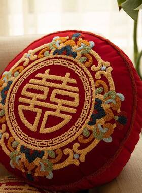 结婚抱沙FHV一对喜字枕婚房压床红色发靠枕新中式靠庆垫喜结婚靠