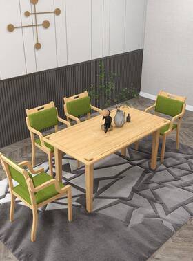 适老化餐桌椅实木桌子餐养老院养日间照料年人老椅医康养餐厅ABW