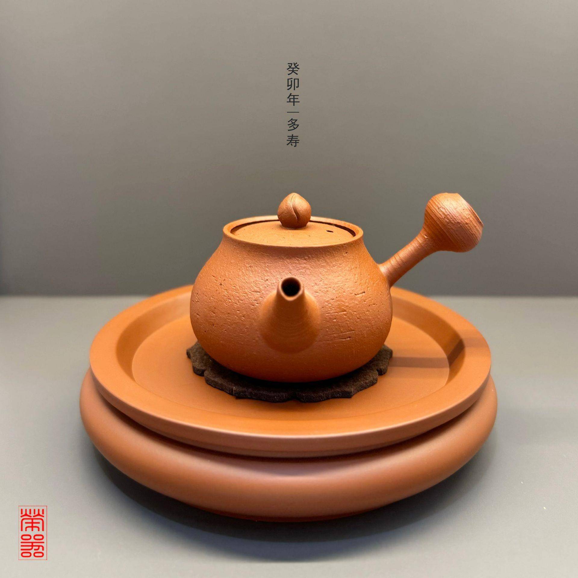 手C-DS2404潮州大师级紫砂多寿朱泥拉壶纯工手小容冲罐泡茶家用量