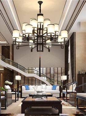 新中式客厅国大吊灯别中墅复式楼约OLR风书房酒店餐简厅包厢工装