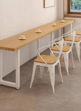 艺酒实木长窄桌快餐条店ITB食堂小吃铁店靠墙靠窗边桌吧矮吧桌子