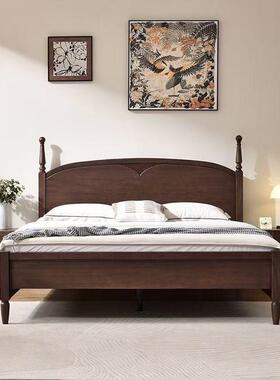 黑胡桃木人法中古风实木1.8m双床宋氏美学式主卧DYL榫卯结构床美