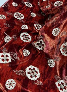 工厂梭织65111真绒乔其YHV丝绒雕印丝压底胶蚕丝敦煌宝桑相花