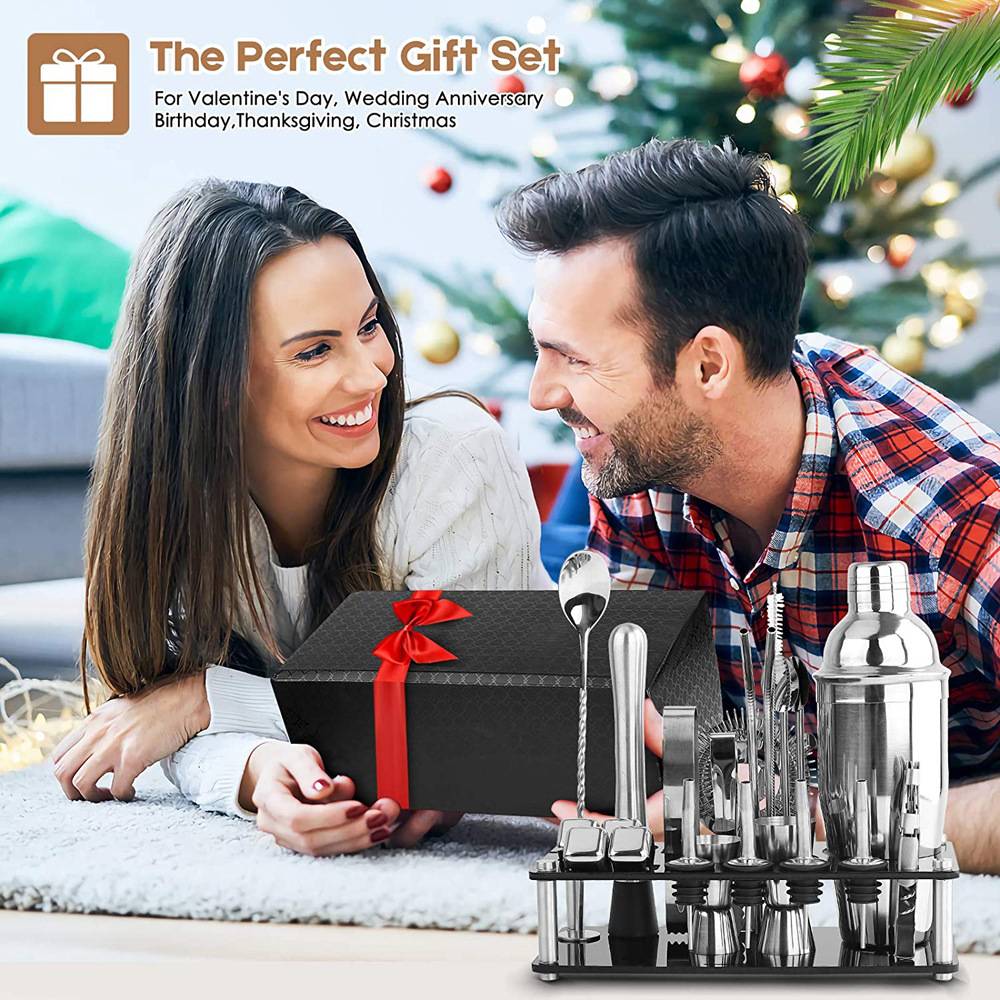 新款304不锈钢冰粒亚克力套装 鸡尾酒调酒器酒吧工具23件套