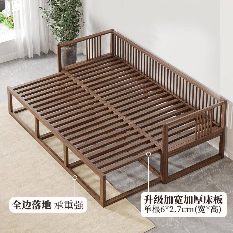 新中式罗汉床推拉式禅意客厅家具全实木可抽拉床塌茶室茶桌椅组合
