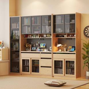 实物木书柜卧室客厅大桃40941容量收储书柜黑胡色一纳体式靠墙实