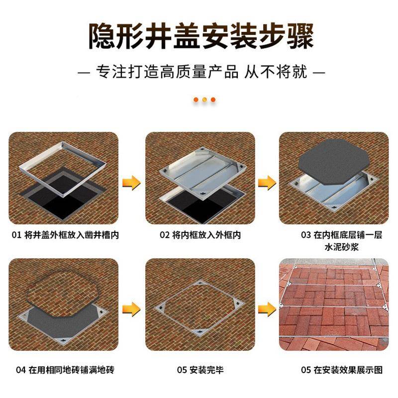 304不钢井盖隐形盖板市道路装政饰下EOP沉式井盖方形排水沟窨井锈