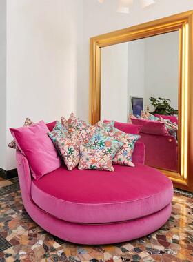 华意客大利轻奢单人椅圆形躺椅休后现代简约厅家用高UIK端奢别墅