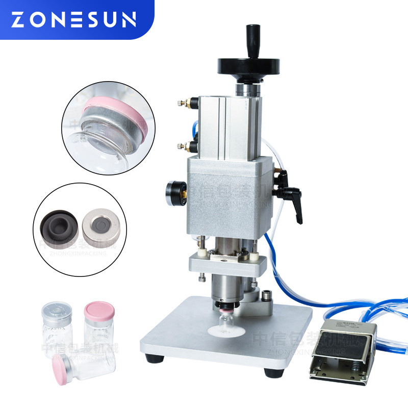 气动西林瓶口服液瓶压盖机 轧盖锁盖机脚踏控制封口机封盖