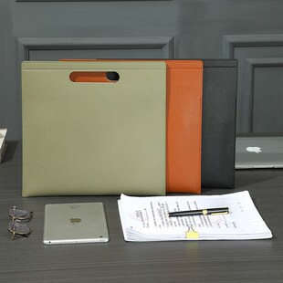 新款A4荔枝纹手提文件袋皮质定制大容量防水商务办公档案资料袋便