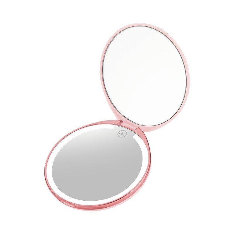 手持化妆镜大号 led便携折叠带灯手拿高清放大化妆镜办公室小圆镜