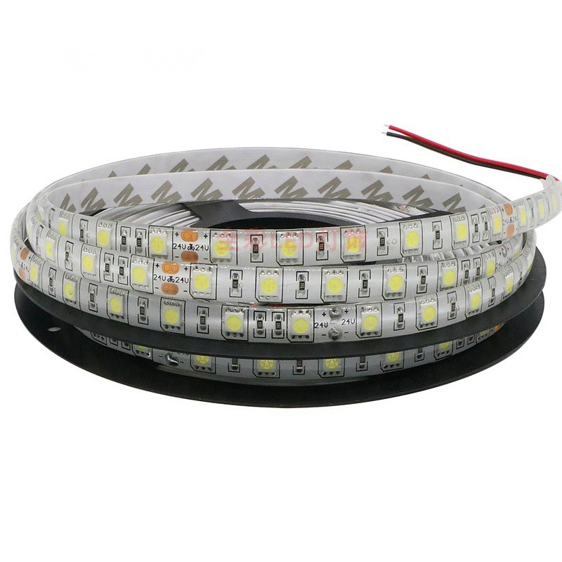 LED灯带12v24v5050贴片单z色暖白红绿蓝光七彩RGB货车柜台灯条防