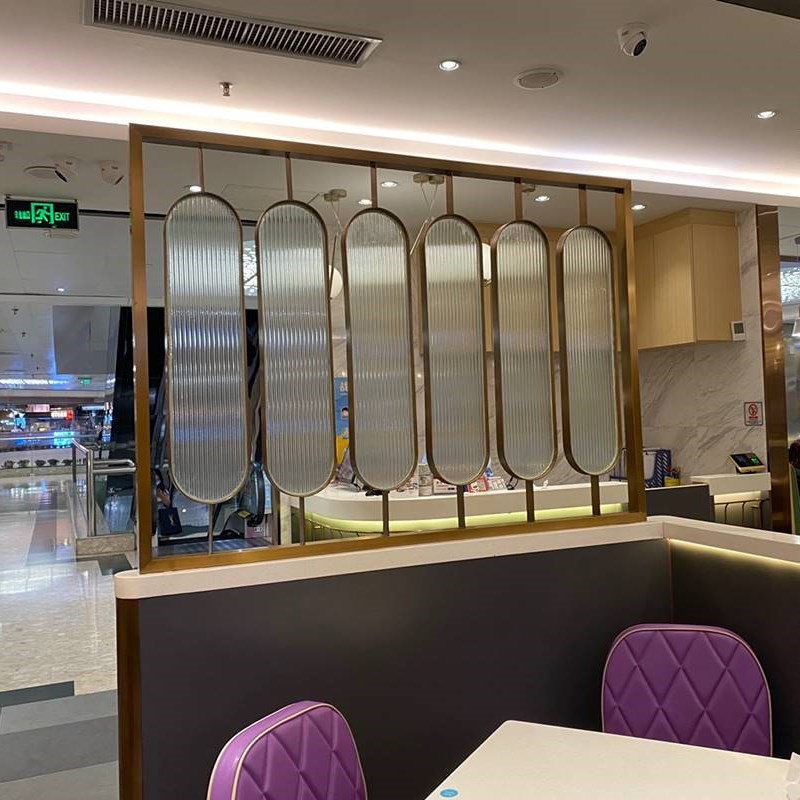 不锈钢屏风隔断定制花格栅新中式客厅现代简约玫瑰金钛金轻奢玄关