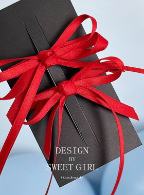 【3件8折】红色蝴蝶结丝带儿童发夹女童公主气质发卡2026新款发饰