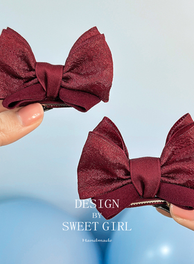 【3件8折】红色蝴蝶结儿童发夹2026新款女孩新年头饰对夹宝宝发饰