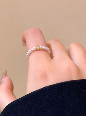 食指戴珍珠韩版绳手饰百搭时尚网