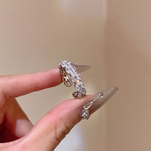 韩系指环戒指开口可百搭锆石戒高级感ins奢小众超闪调节食指女轻