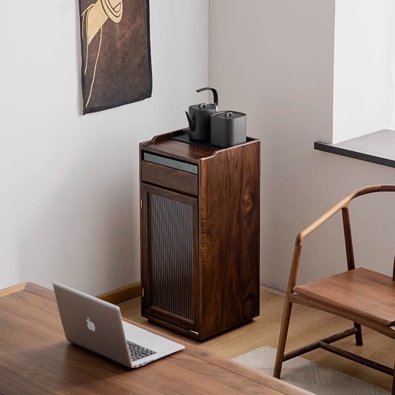 新中式轻奢实木茶吧机智能饮水机烧水胡桃木自动上水茶水柜收纳柜