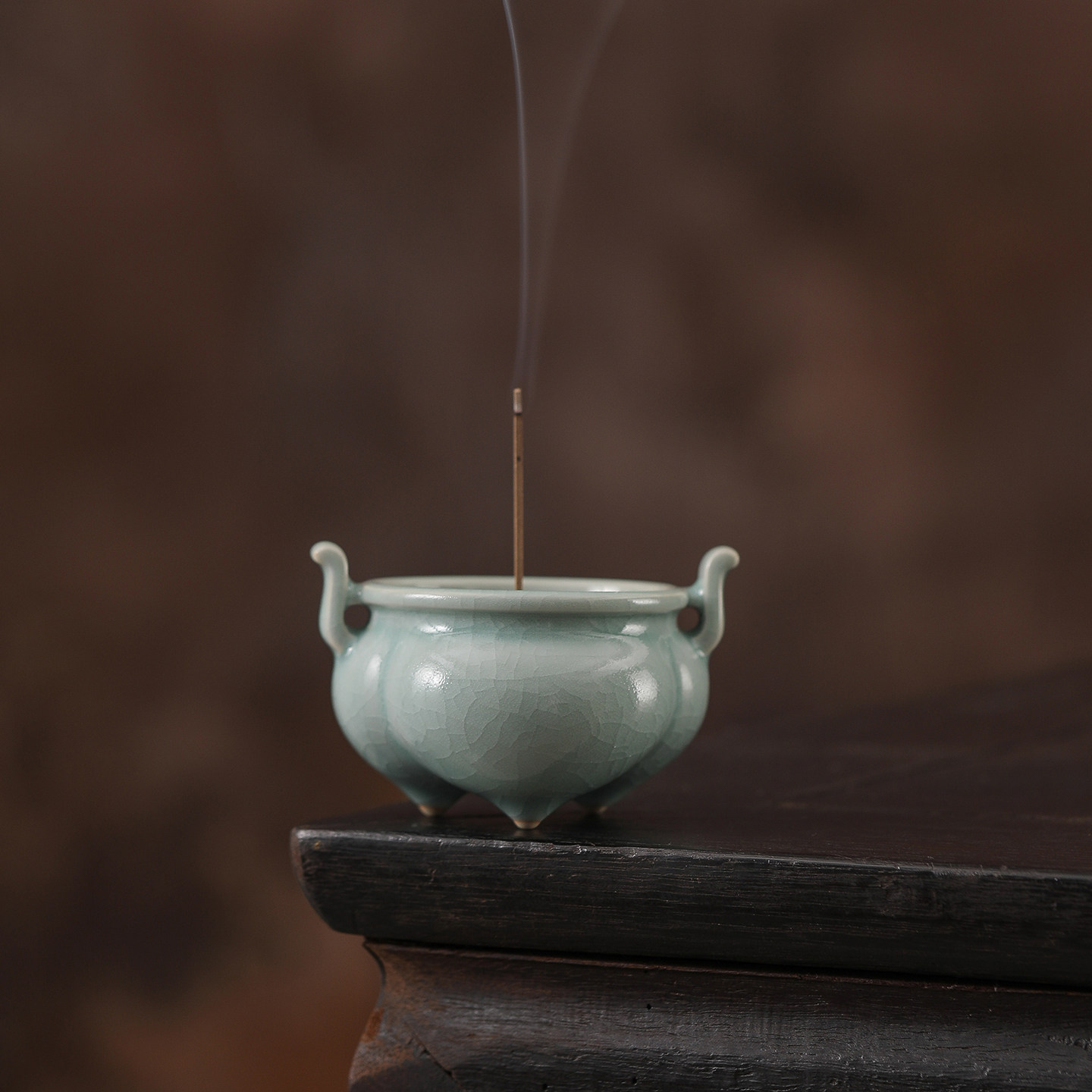 汝窑海棠双耳三足香炉家用室内沉檀香线香香插禅意茶桌熏香炉摆件,餐饮具,茶道/香炉,淘宝优惠券,粉丝福利购,淘宝优惠卷